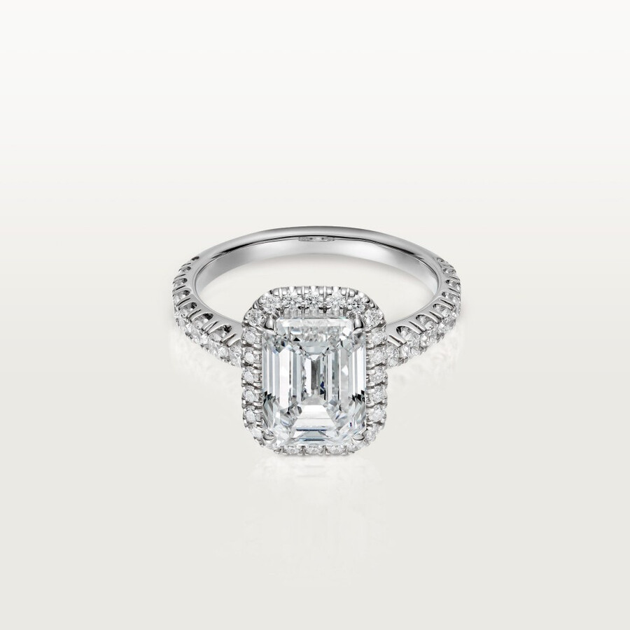 cartier destinée solitaire emerald-cut diamond paved