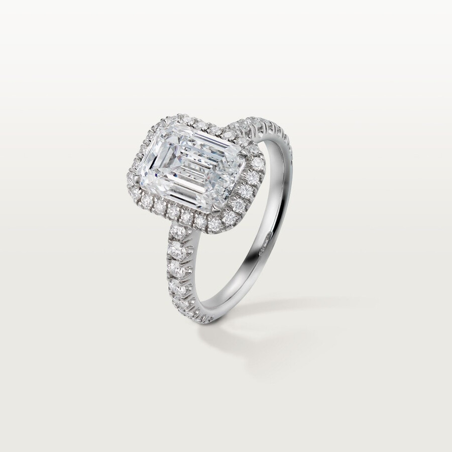 cartier destinée solitaire emerald-cut diamond paved