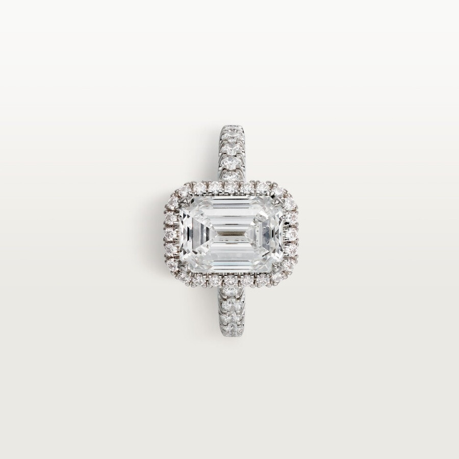 cartier destinée solitaire emerald-cut diamond paved