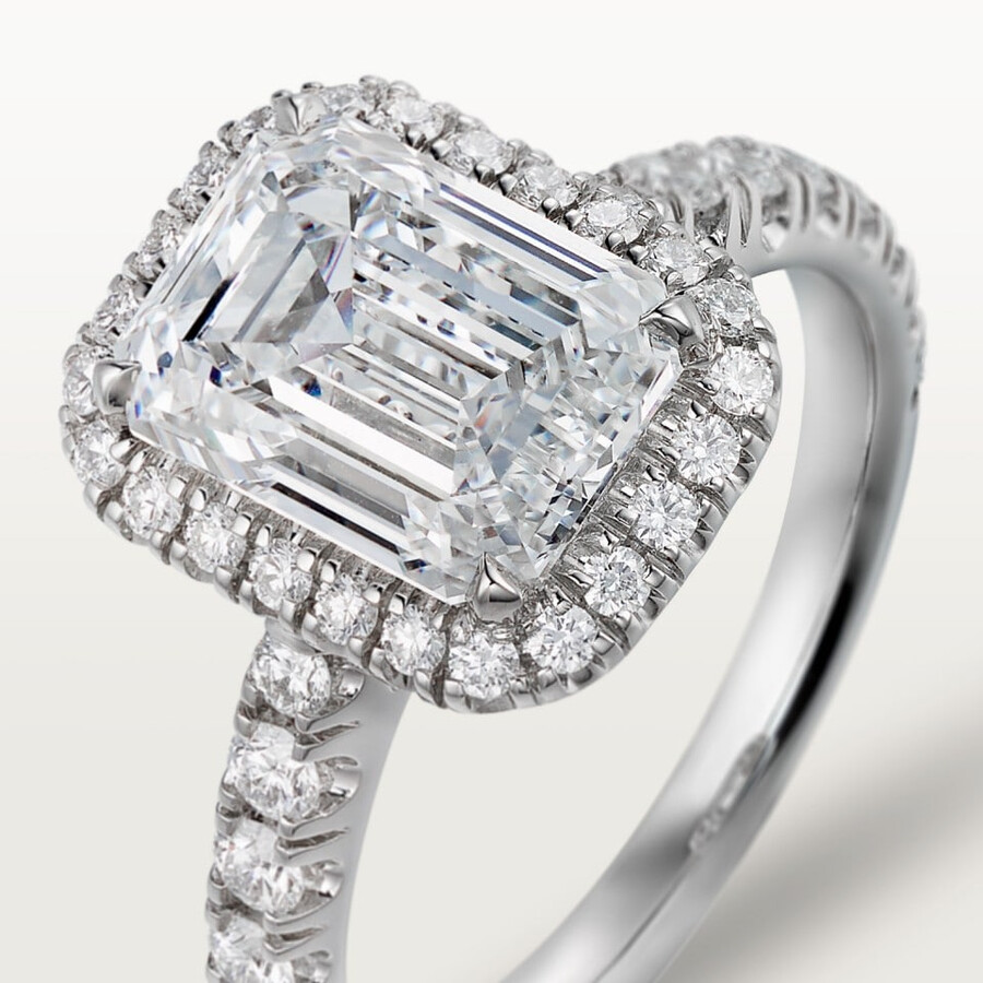 cartier destinée solitaire emerald-cut diamond paved