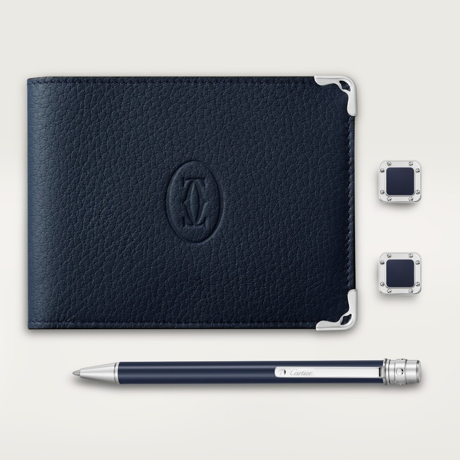 santos de cartier cufflinks pen and wallet set