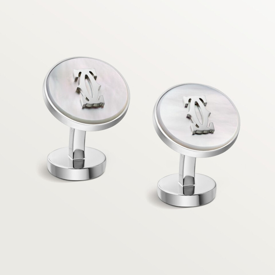 double c de cartier cufflinks in mother-of-pearl