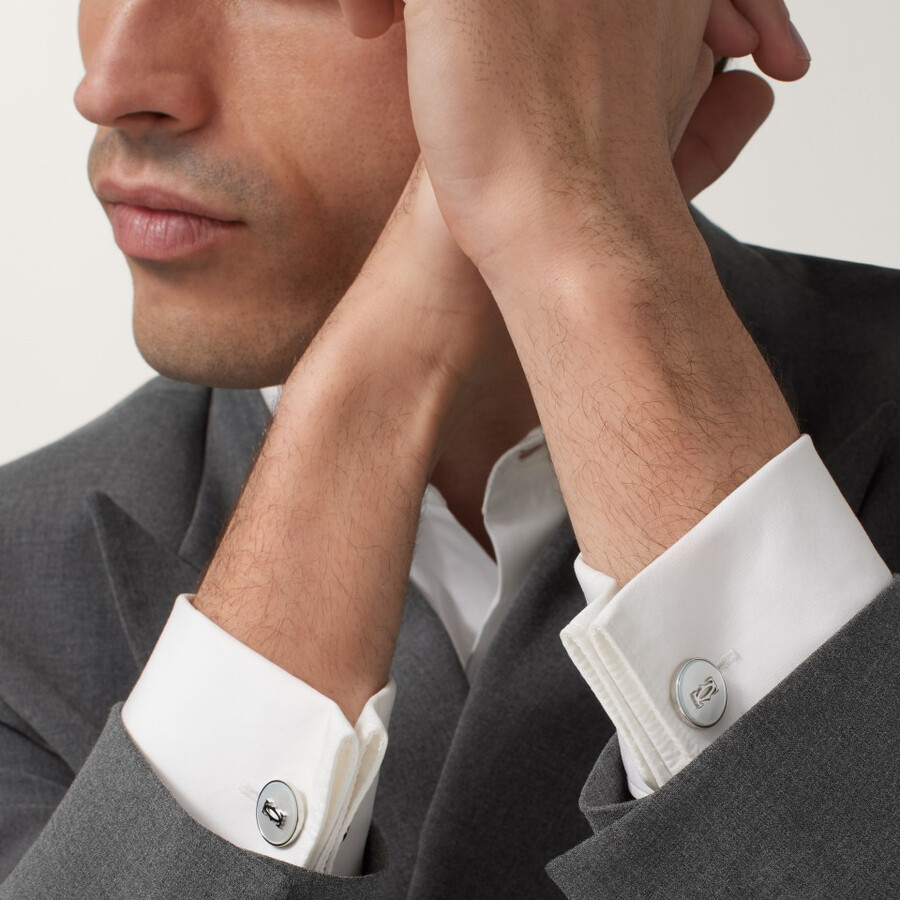 double c de cartier cufflinks in mother-of-pearl