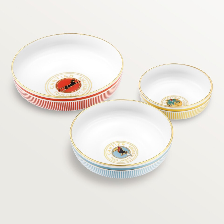 set of three cartier characters bowls