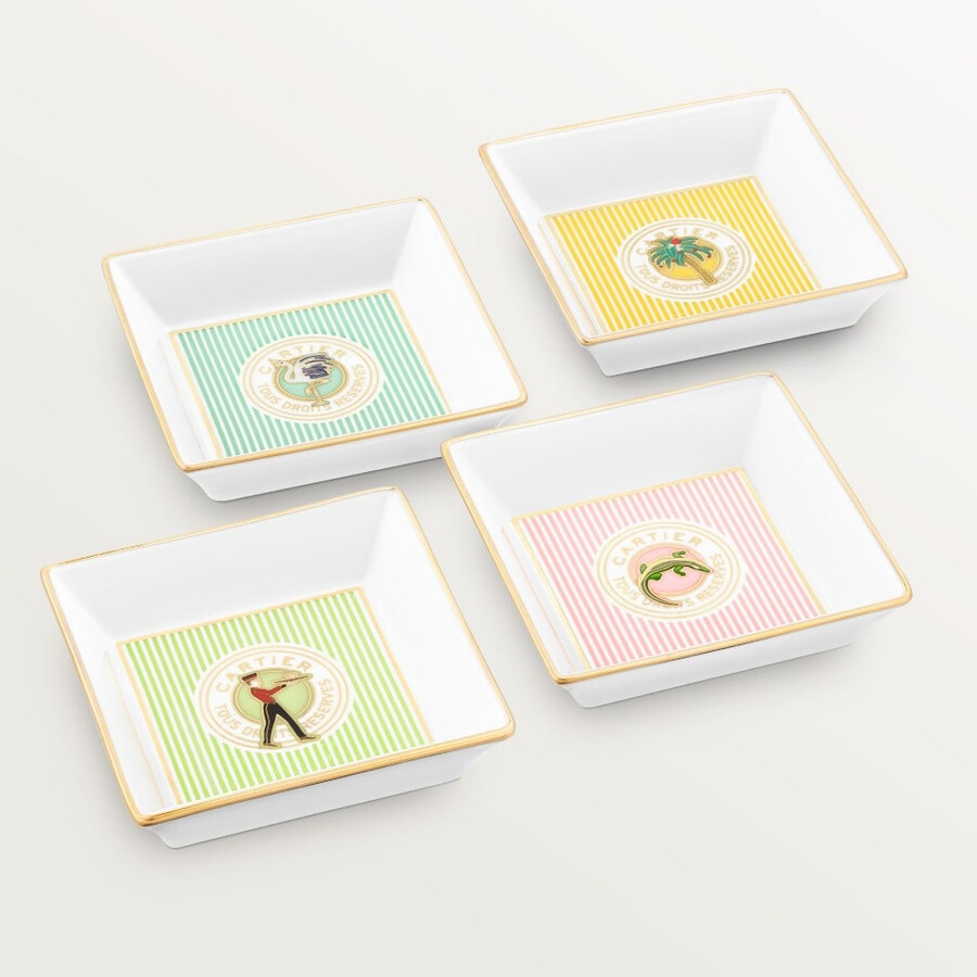 set of four cartier characters trinket trays small model