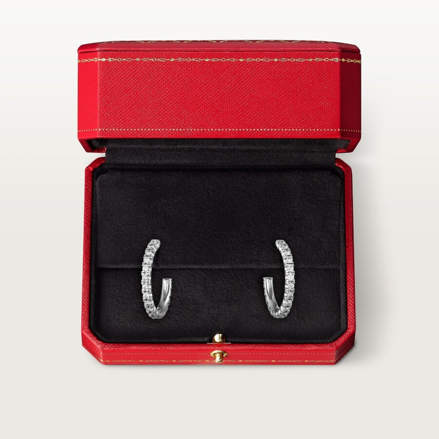 etincelle de cartier hoop earrings small model paved