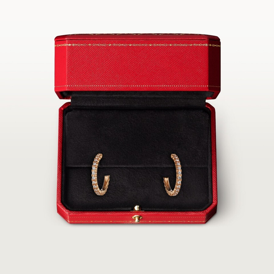 etincelle de cartier hoop earrings small model paved