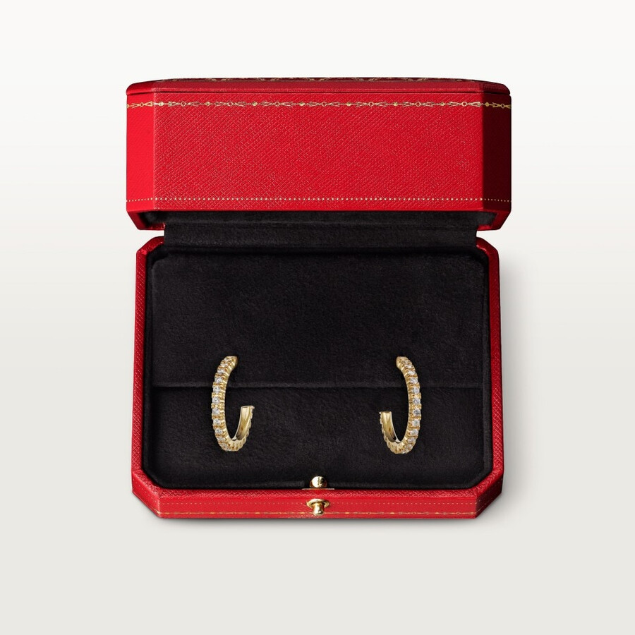etincelle de cartier hoop earrings small model paved