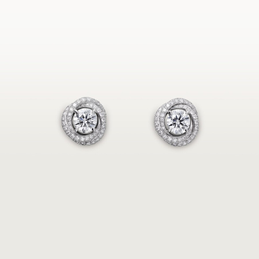 trinity ruban stud earrings 2 brilliant-cut diamonds paved