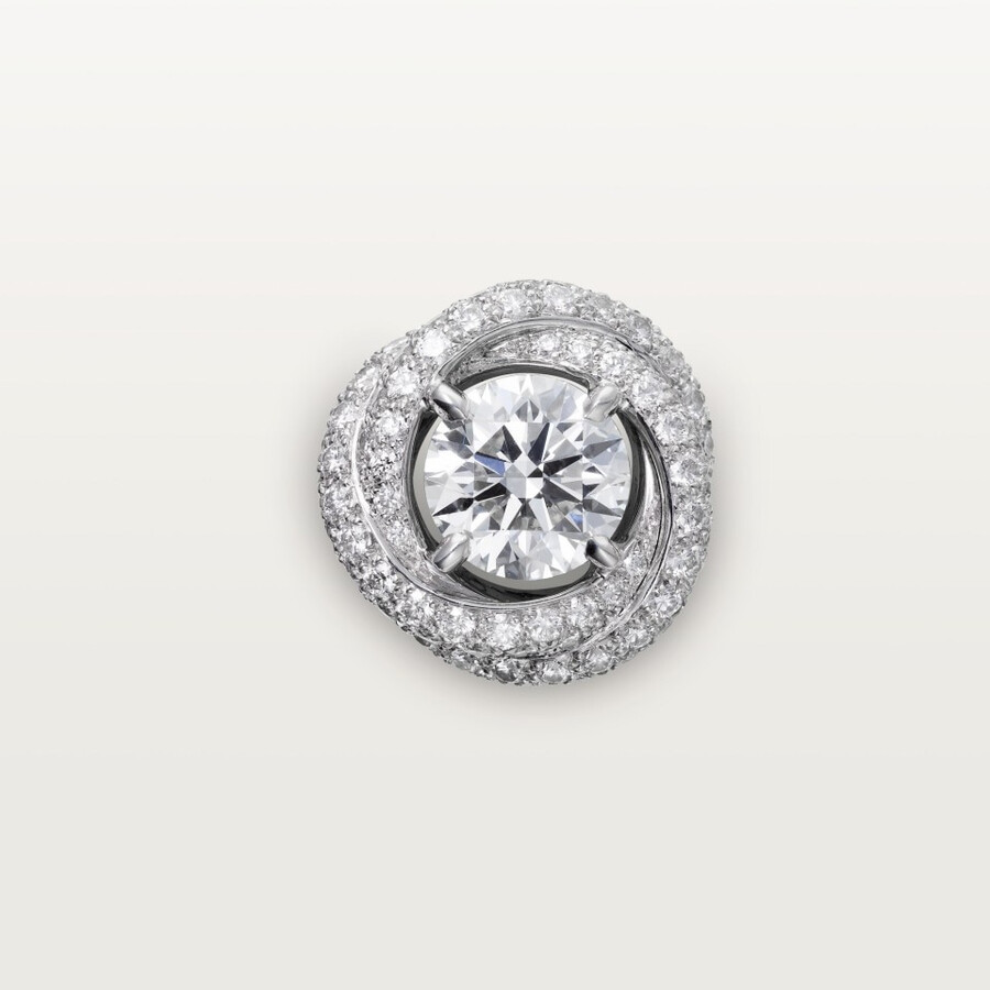 trinity ruban stud earrings 2 brilliant-cut diamonds paved