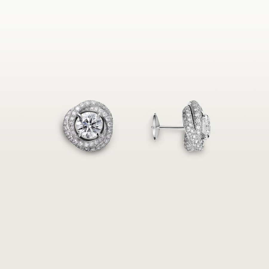 trinity ruban stud earrings 2 brilliant-cut diamonds paved