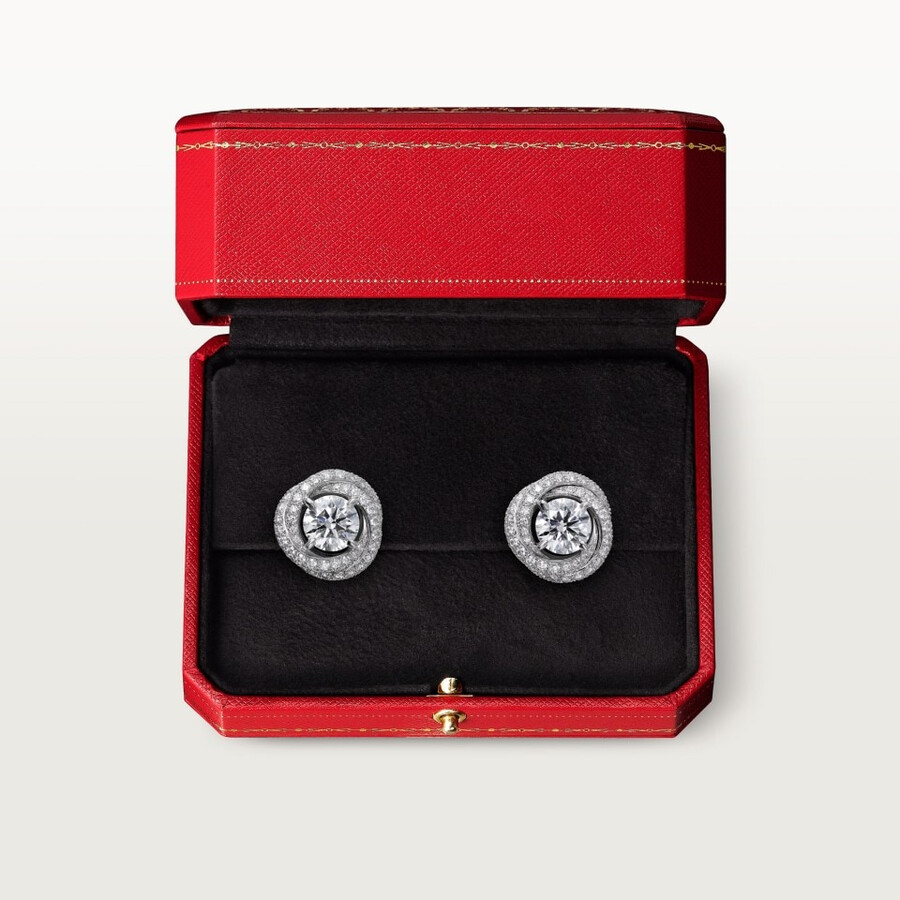 trinity ruban stud earrings 2 brilliant-cut diamonds paved