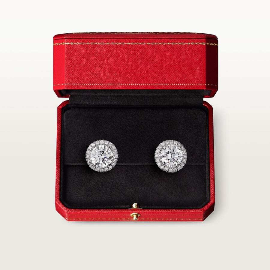cartier destinée stud earrings 2 brilliant-cut diamonds paved