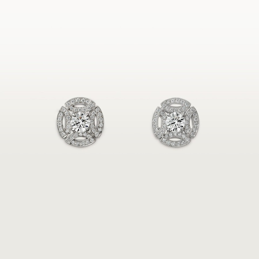 galanterie de cartier stud earrings 2 brilliant-cut diamonds paved