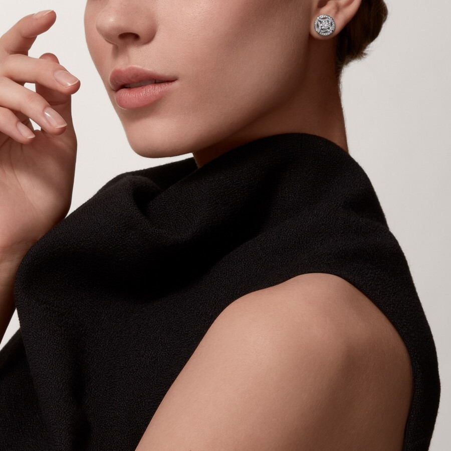galanterie de cartier stud earrings 2 brilliant-cut diamonds paved