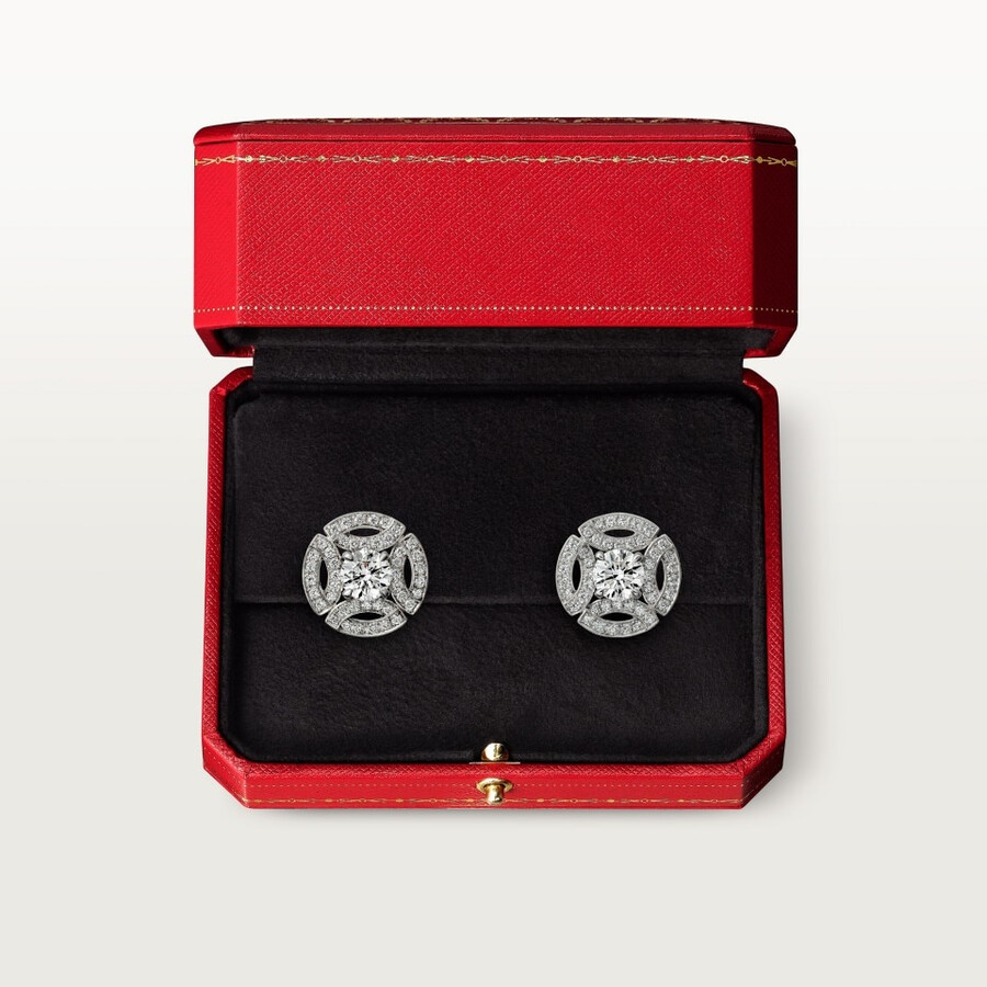 galanterie de cartier stud earrings 2 brilliant-cut diamonds paved