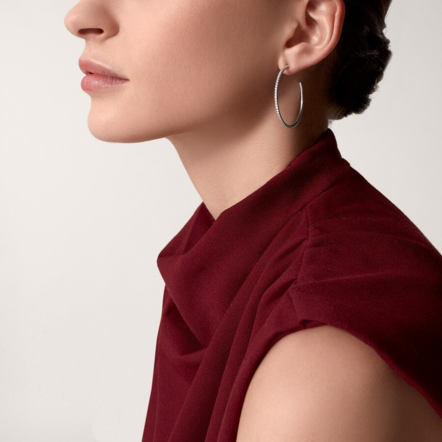 etincelle de cartier hoop earrings large model paved