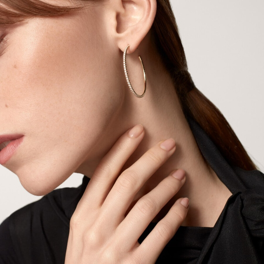 etincelle de cartier hoop earrings large model paved
