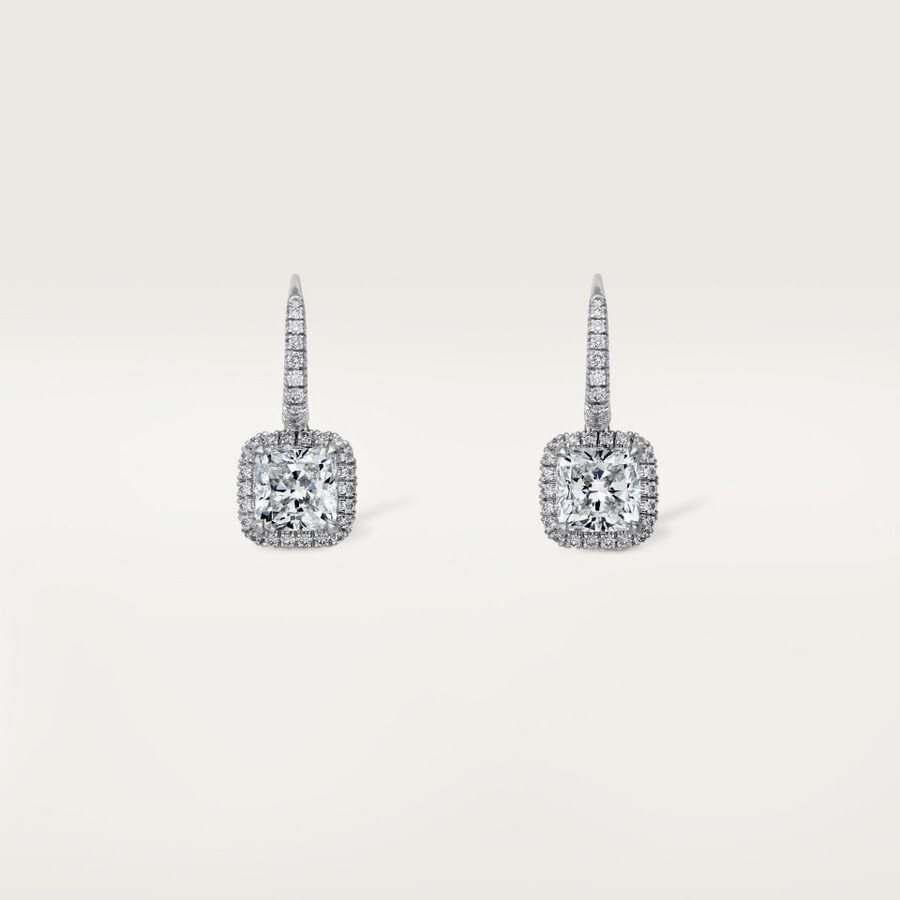 cartier destinée sleeper earrings 2 cushion-cut diamonds paved