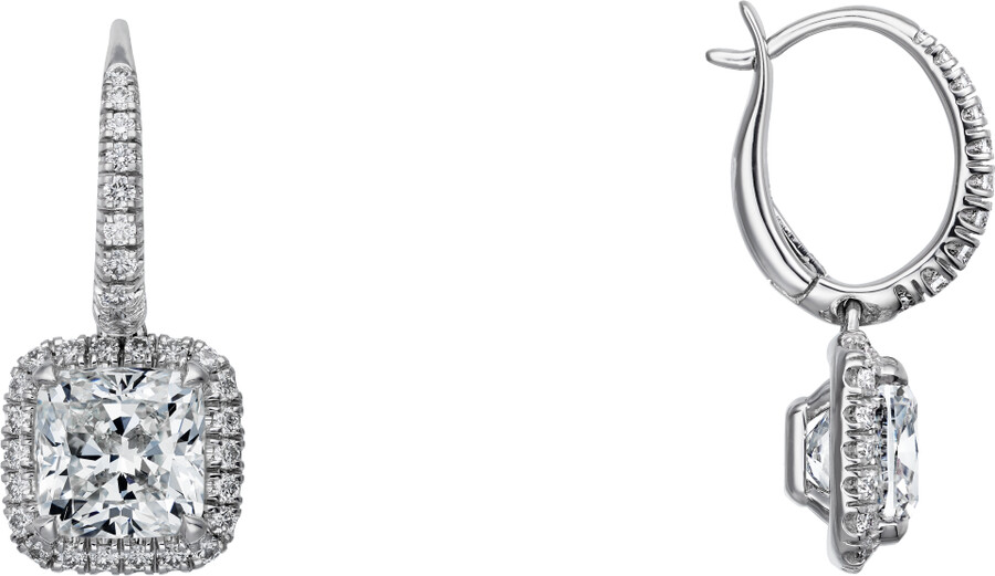 cartier destinée sleeper earrings 2 cushion-cut diamonds paved