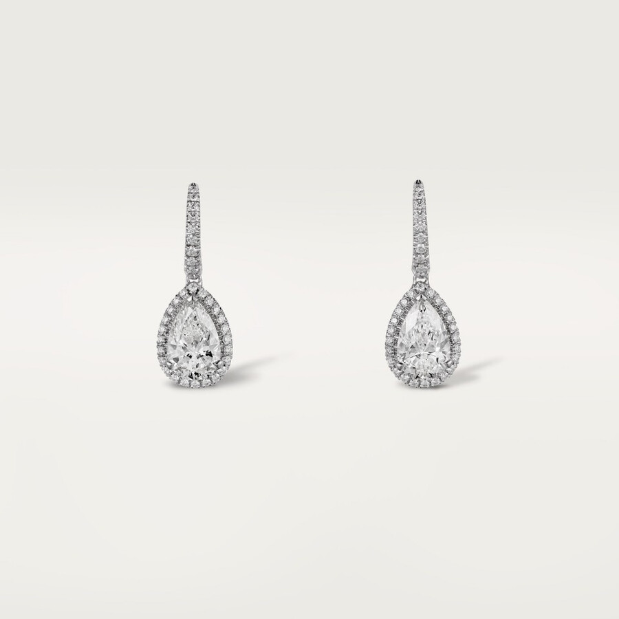 cartier destinée sleeper earrings 2 pear-shaped diamonds paved