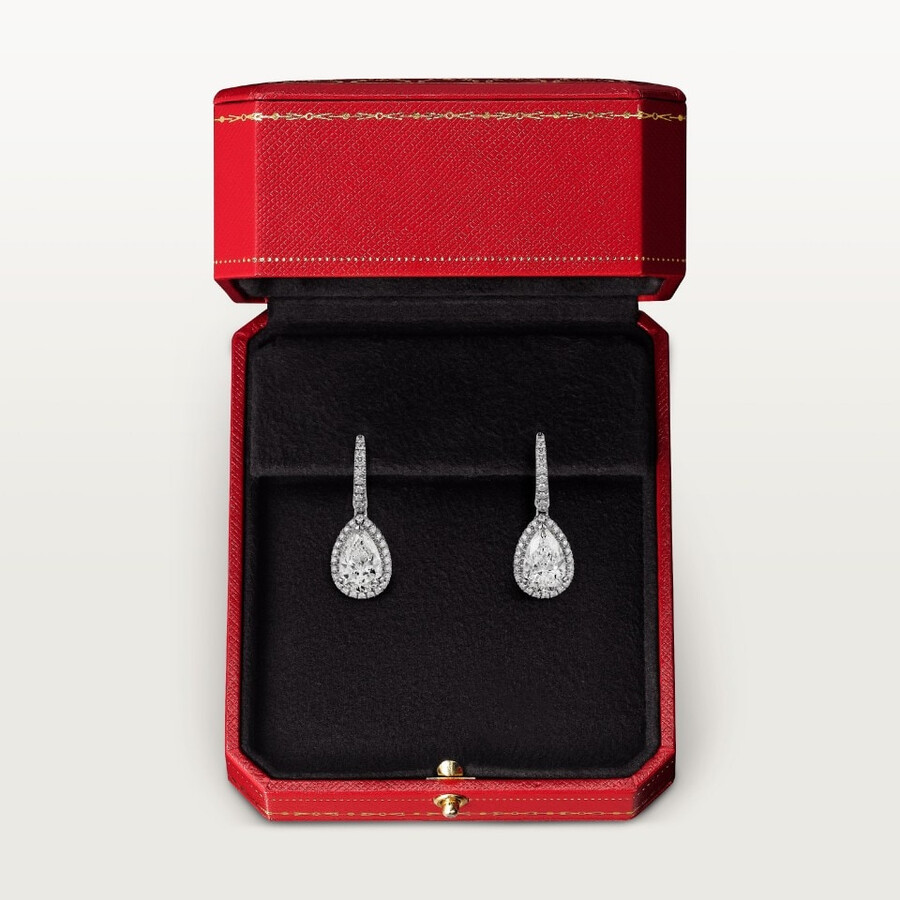 cartier destinée sleeper earrings 2 pear-shaped diamonds paved