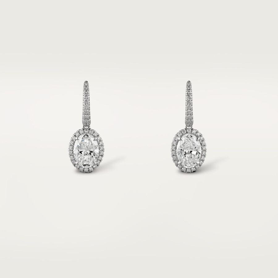 cartier destinée sleeper earrings 2 oval-cut diamonds paved