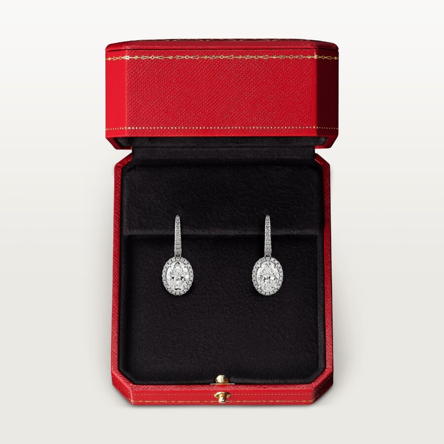 cartier destinée sleeper earrings 2 oval-cut diamonds paved