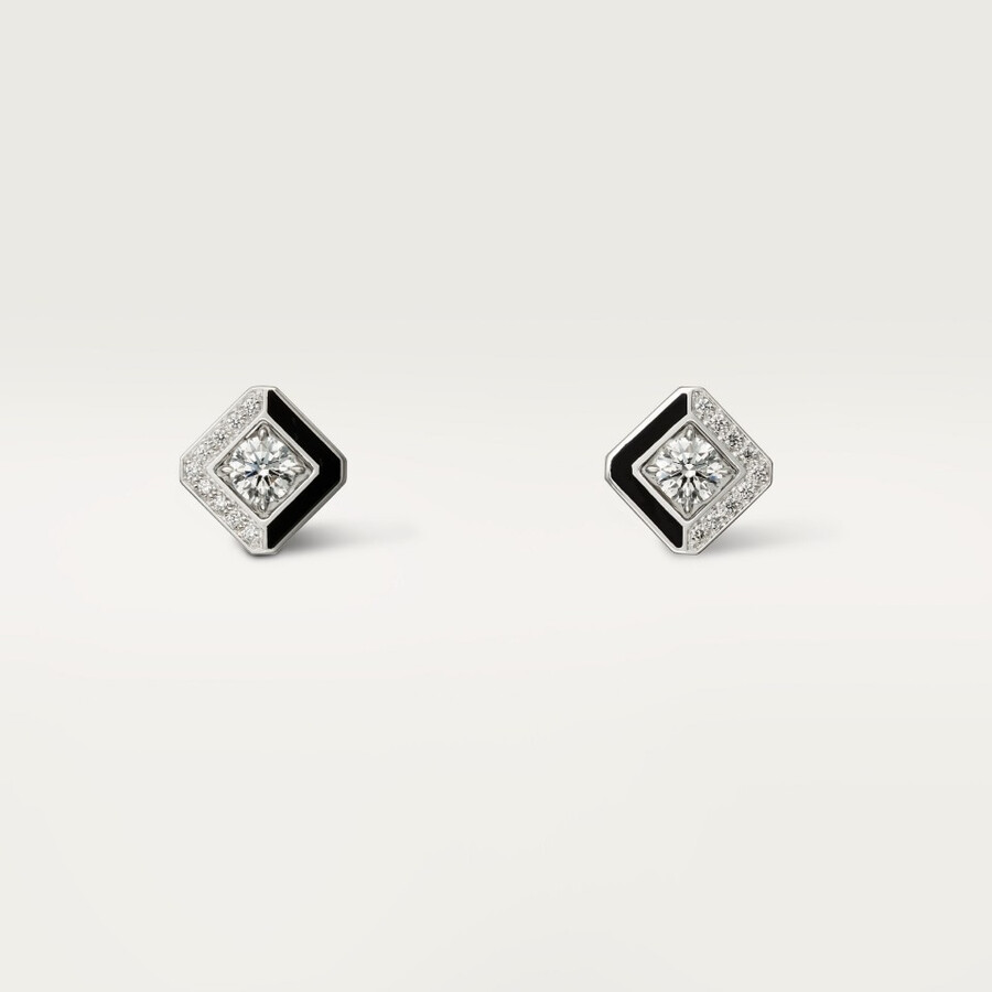 galanterie de cartier stud earrings 2 brilliant-cut diamonds half-paved