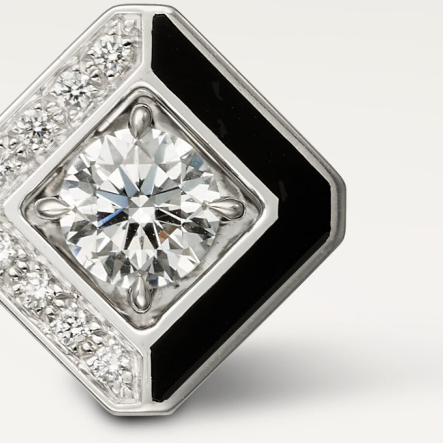 galanterie de cartier stud earrings 2 brilliant-cut diamonds half-paved