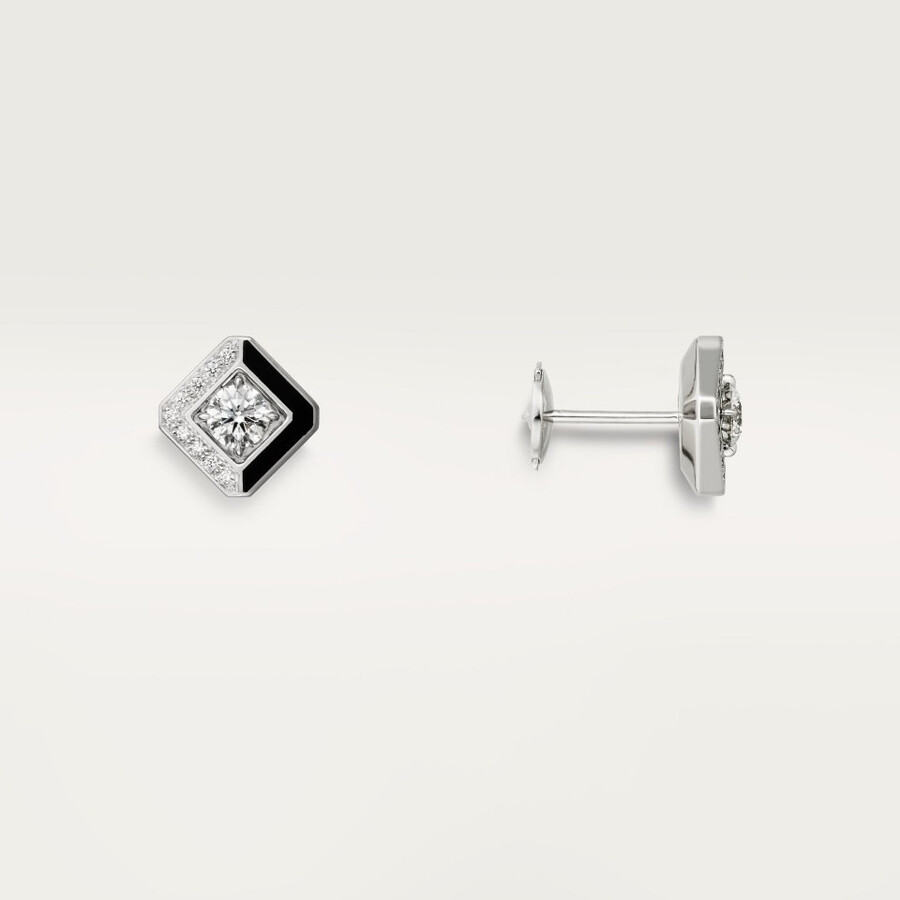 galanterie de cartier stud earrings 2 brilliant-cut diamonds half-paved
