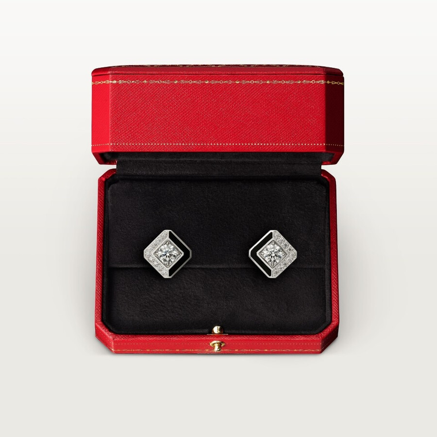 galanterie de cartier stud earrings 2 brilliant-cut diamonds half-paved