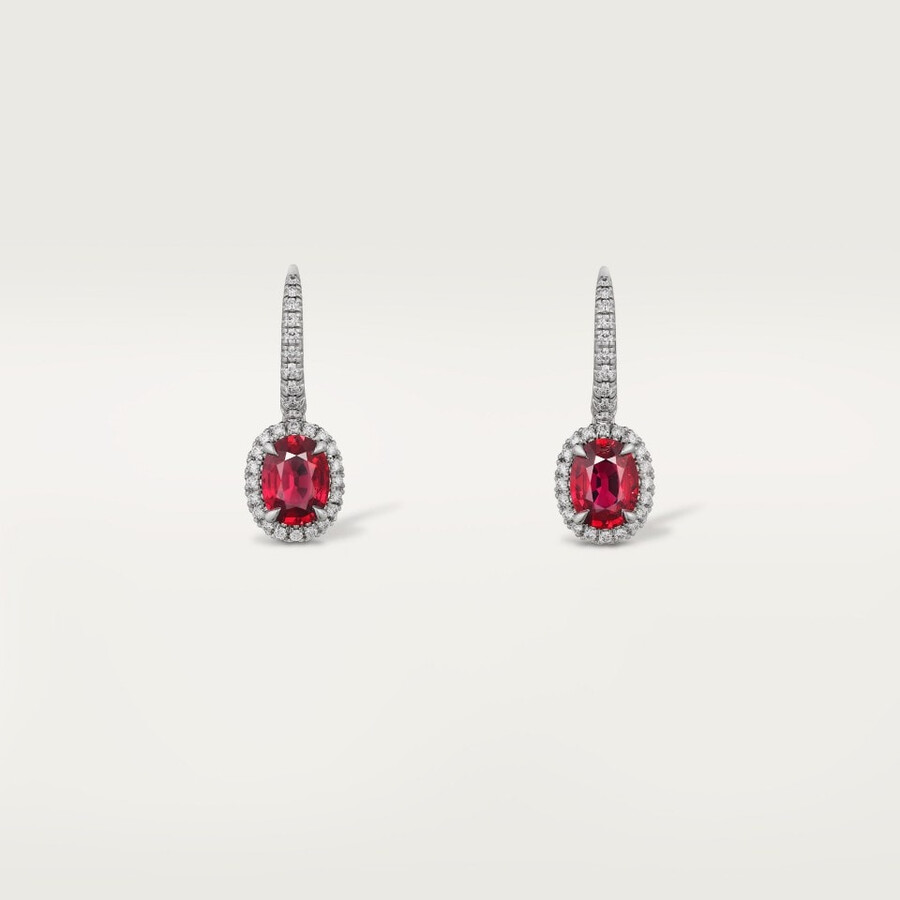cartier destinée sleeper earrings 2 oval-cut rubies paved
