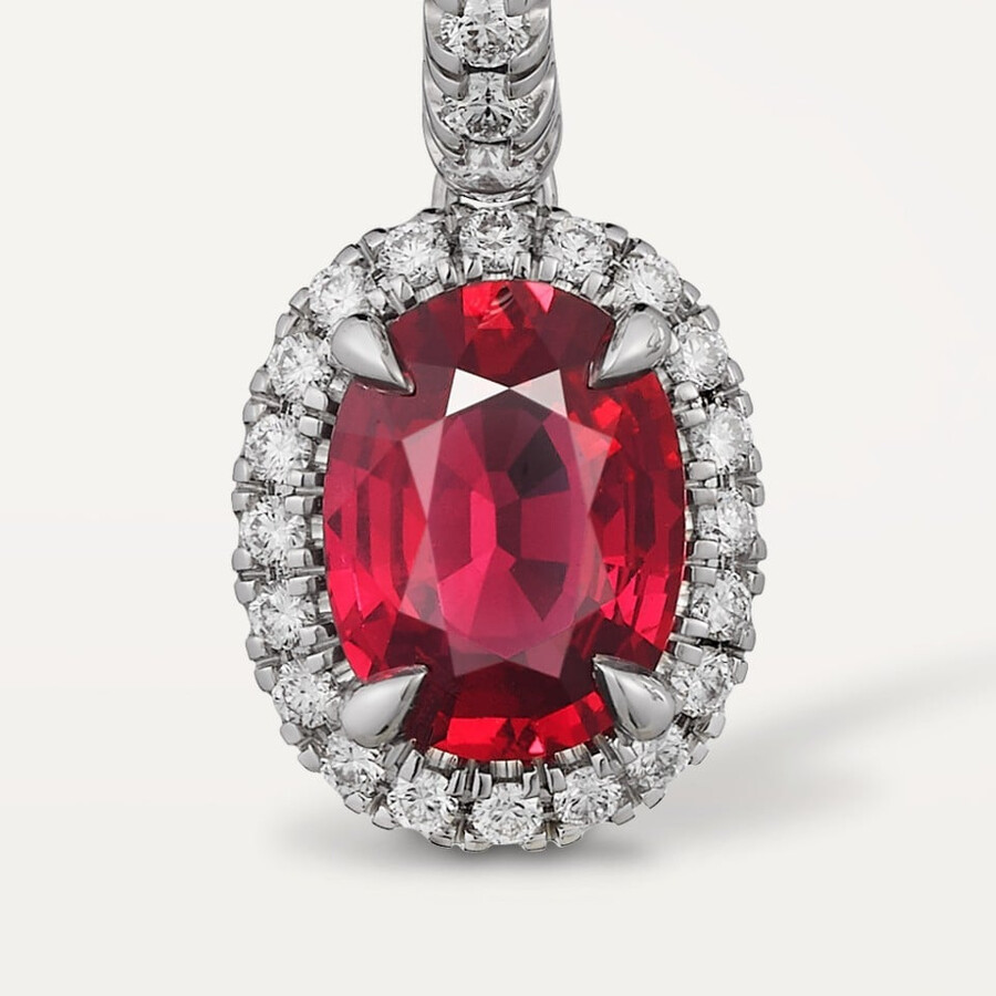 cartier destinée sleeper earrings 2 oval-cut rubies paved