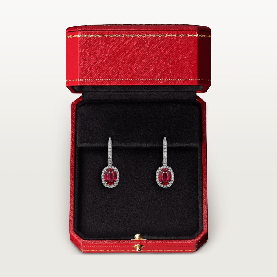 cartier destinée sleeper earrings 2 oval-cut rubies paved