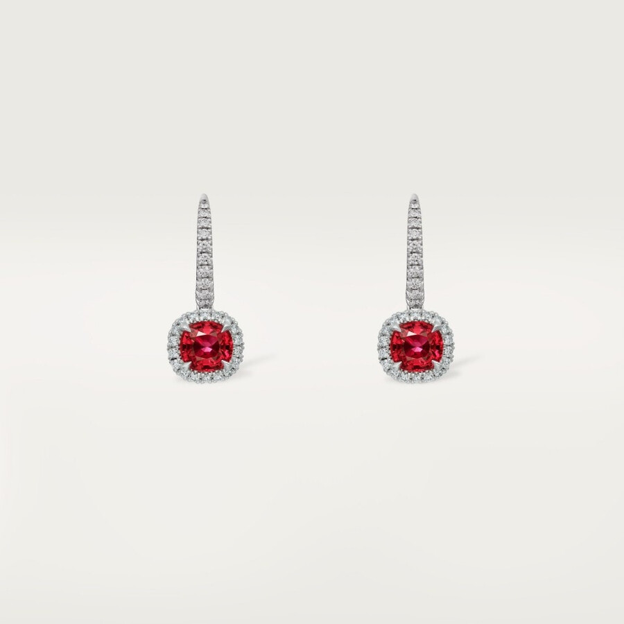 cartier destinée sleeper earrings 2 cushion-cut rubies paved