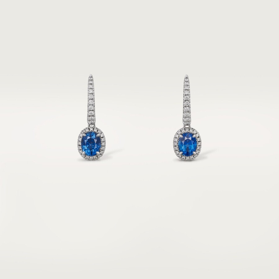 cartier destinée sleeper earrings 2 oval-cut sapphires paved