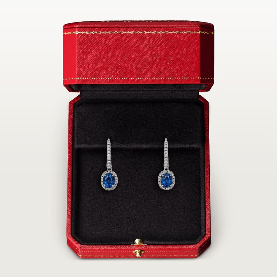 cartier destinée sleeper earrings 2 oval-cut sapphires paved