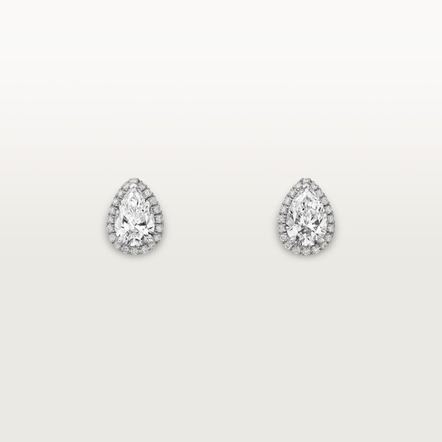 cartier destinée stud earrings 2 pear-shaped diamonds paved