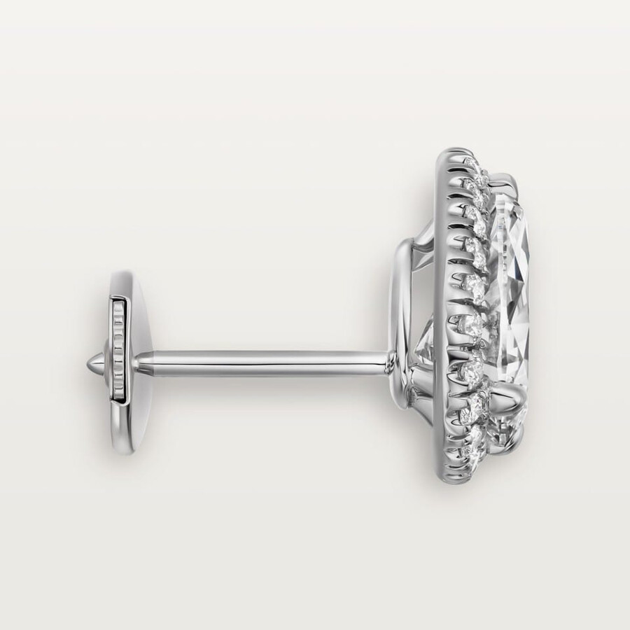 cartier destinée stud earrings 2 pear-shaped diamonds paved