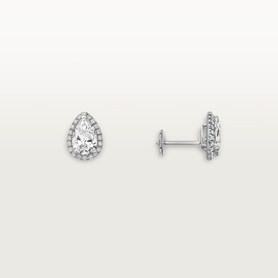 cartier destinée stud earrings 2 pear-shaped diamonds paved