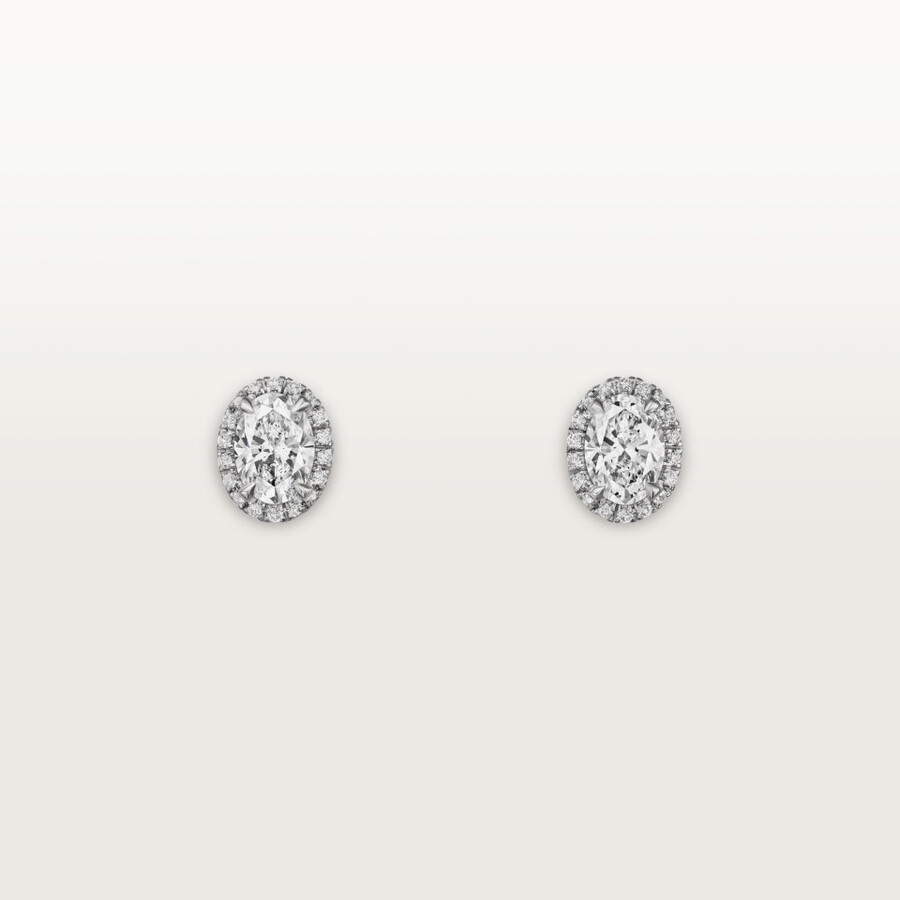 cartier destinée stud earrings 2 oval-cut diamonds paved