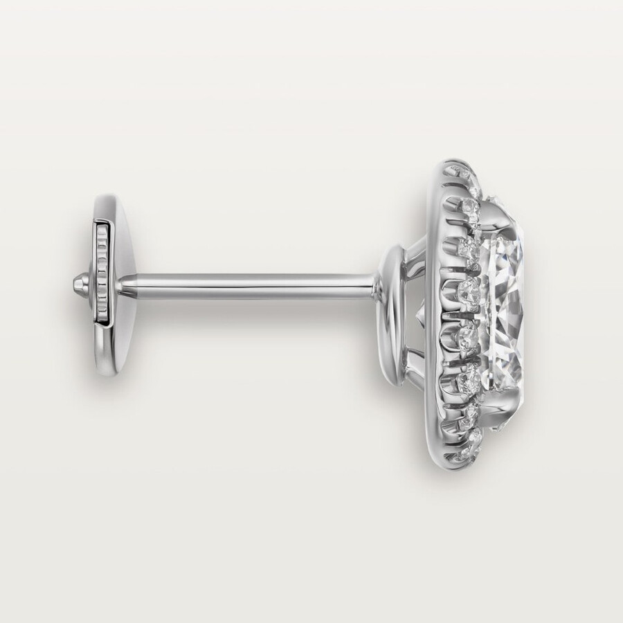 cartier destinée stud earrings 2 oval-cut diamonds paved