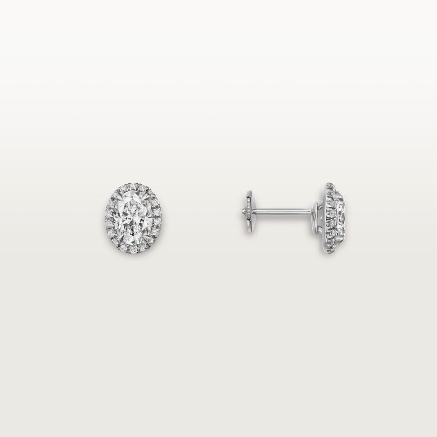 cartier destinée stud earrings 2 oval-cut diamonds paved