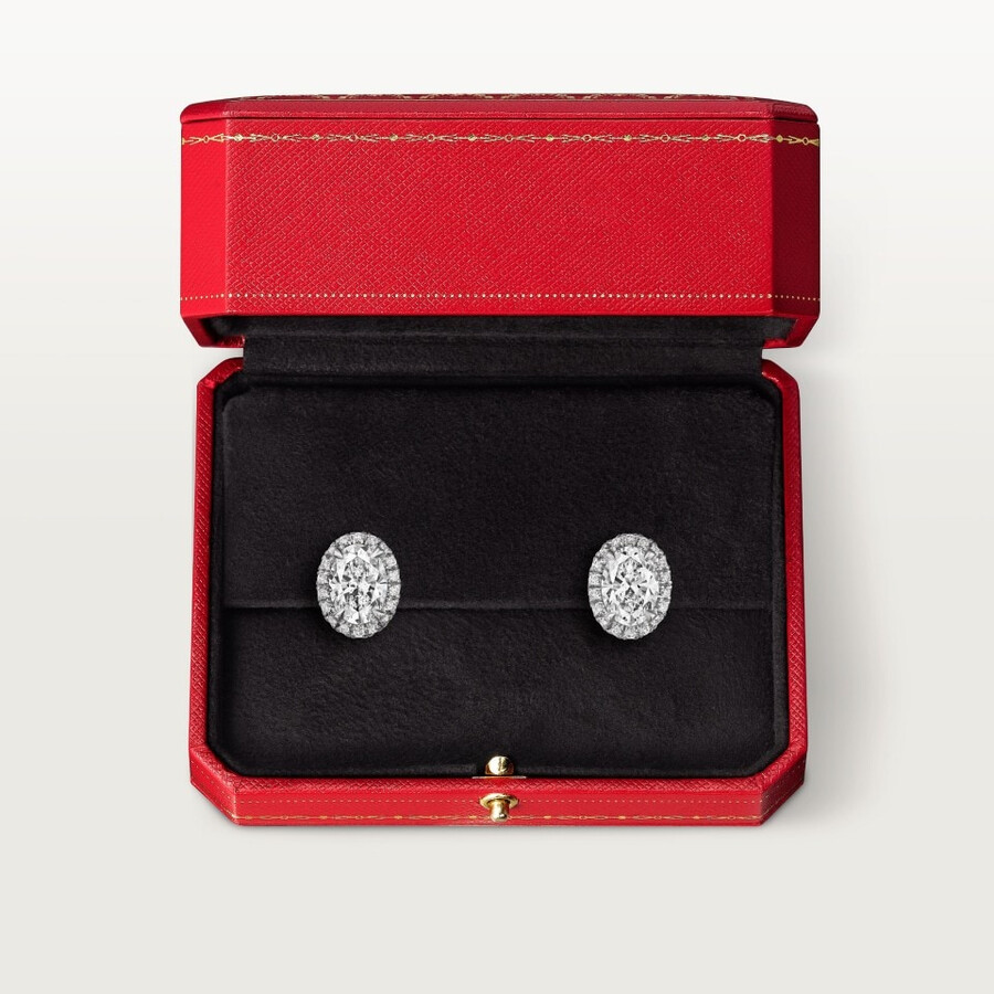 cartier destinée stud earrings 2 oval-cut diamonds paved