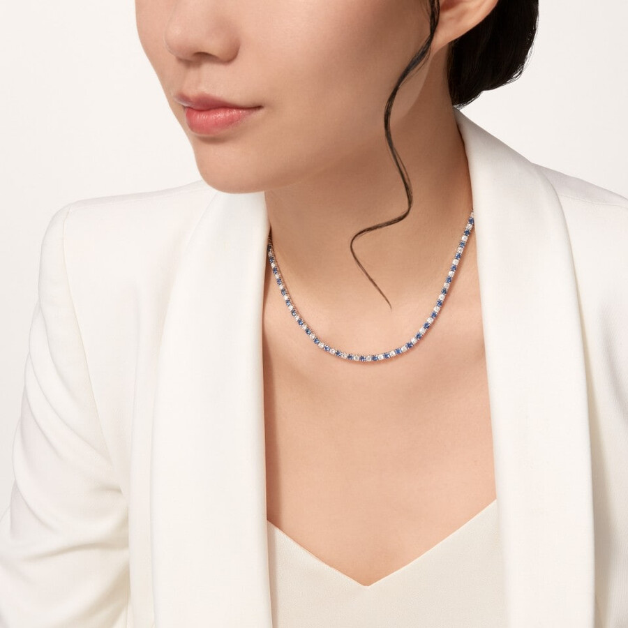 essential lines necklace brilliant-cut sapphires and diamonds
