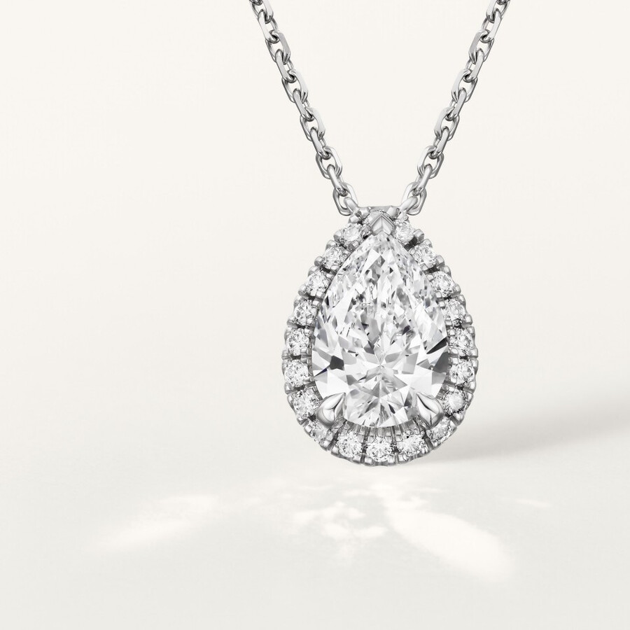 cartier destinée pendant pear-shaped diamond paved