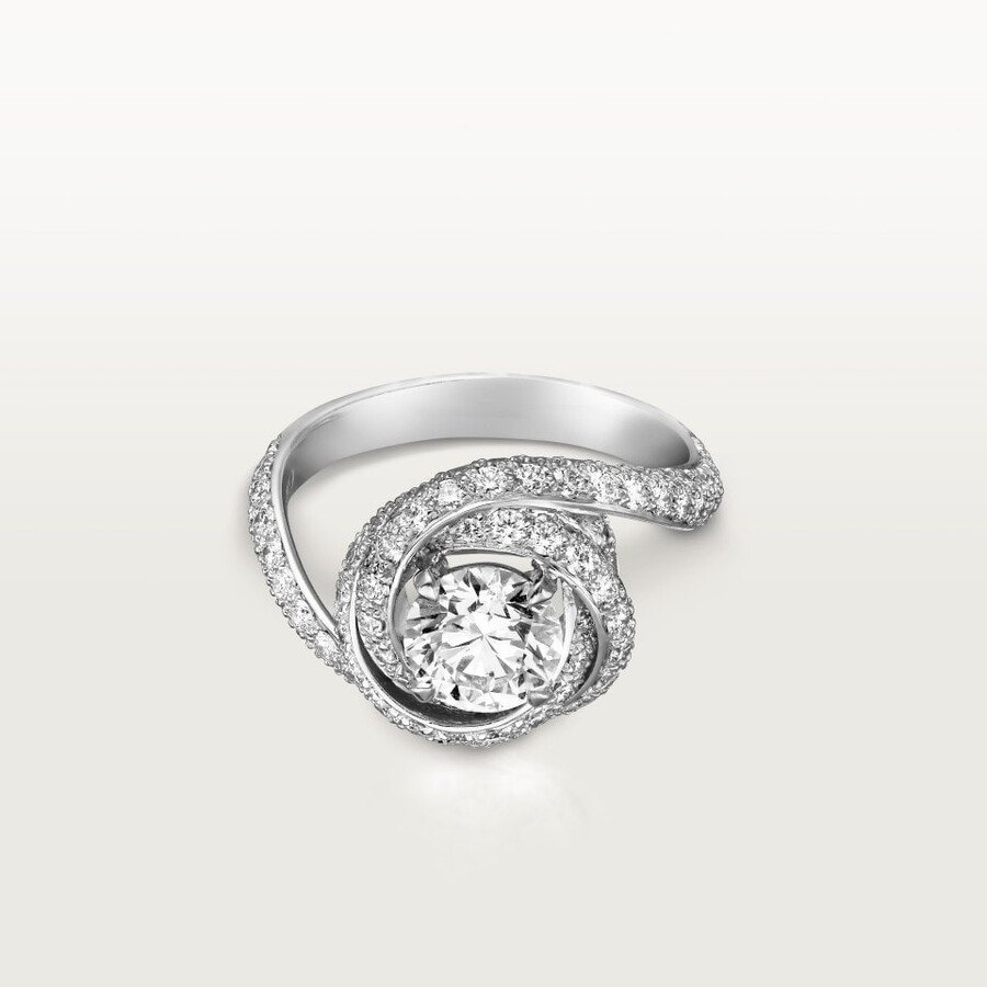 trinity ruban solitaire brilliant-cut diamond paved