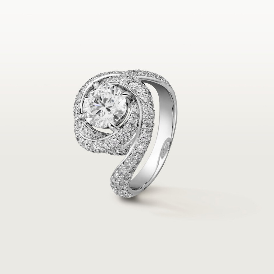 trinity ruban solitaire brilliant-cut diamond paved
