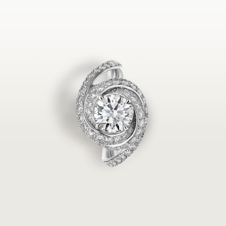 trinity ruban solitaire brilliant-cut diamond paved